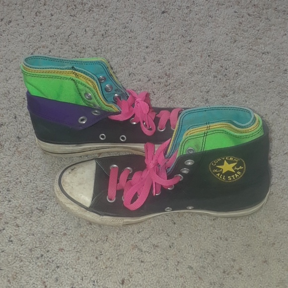 multi colored high top converse